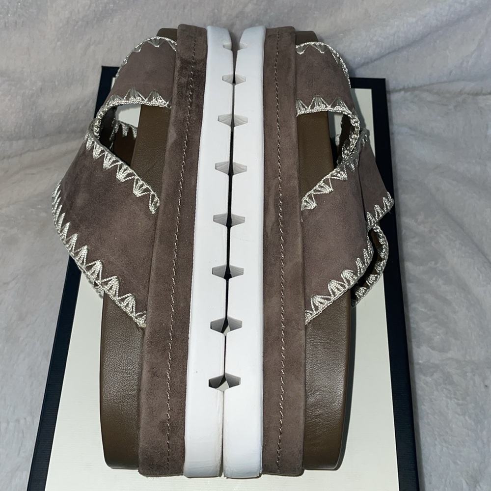 NWT J/SLIDES BOO Khaki Suede Sandal - Picture 12 of 14